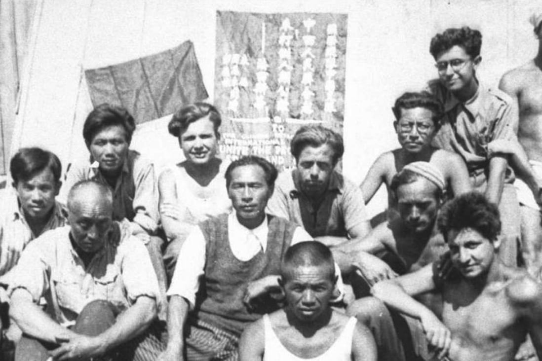 Xie Weijin (third from right at the back) with fellow inmates at Gurs internment camp, in France, in 1939.
