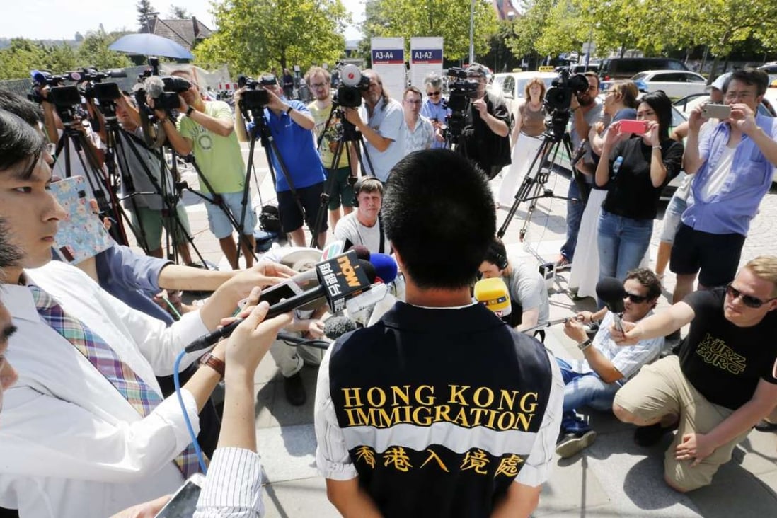 Kenneth Tong of the Hong Kong Immigration Centre, updates the media on the status of the Hong Kong citizens who were injured in an axe and knife attack in Wuerzburg, Germany. Photo: AP