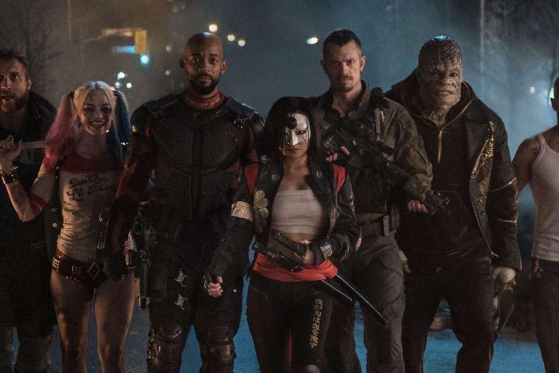 The supervillain team in Suicide Squad (category IIA), starring Will Smith, Margot Robbie and Jared Leto. David Ayers directs.