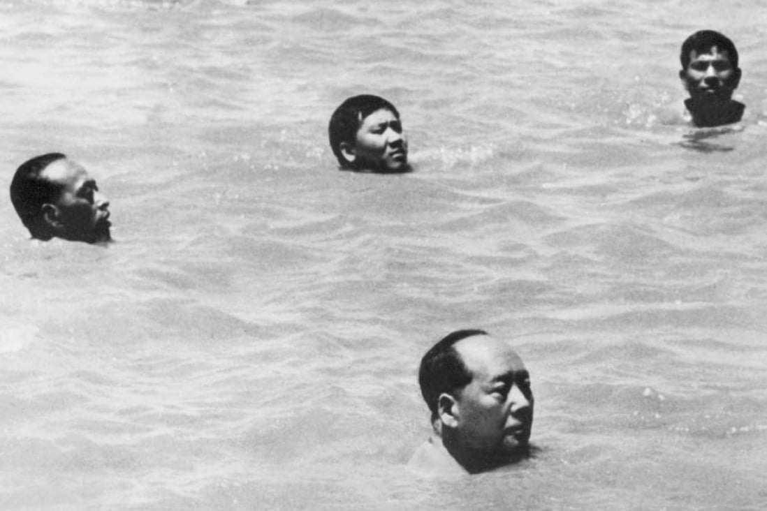 Chairman Mao Zedong (front), surrounded by his bodyguards, swims in the Yangtze River on July 16,1966. Picture: AFP