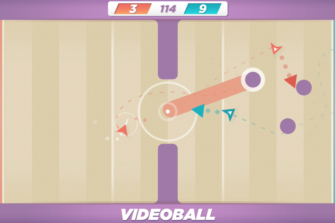 The concept of Videoball is very basic – a ball spins around a rudimentary field and teams of arrows have to shoot it into opposing goals.