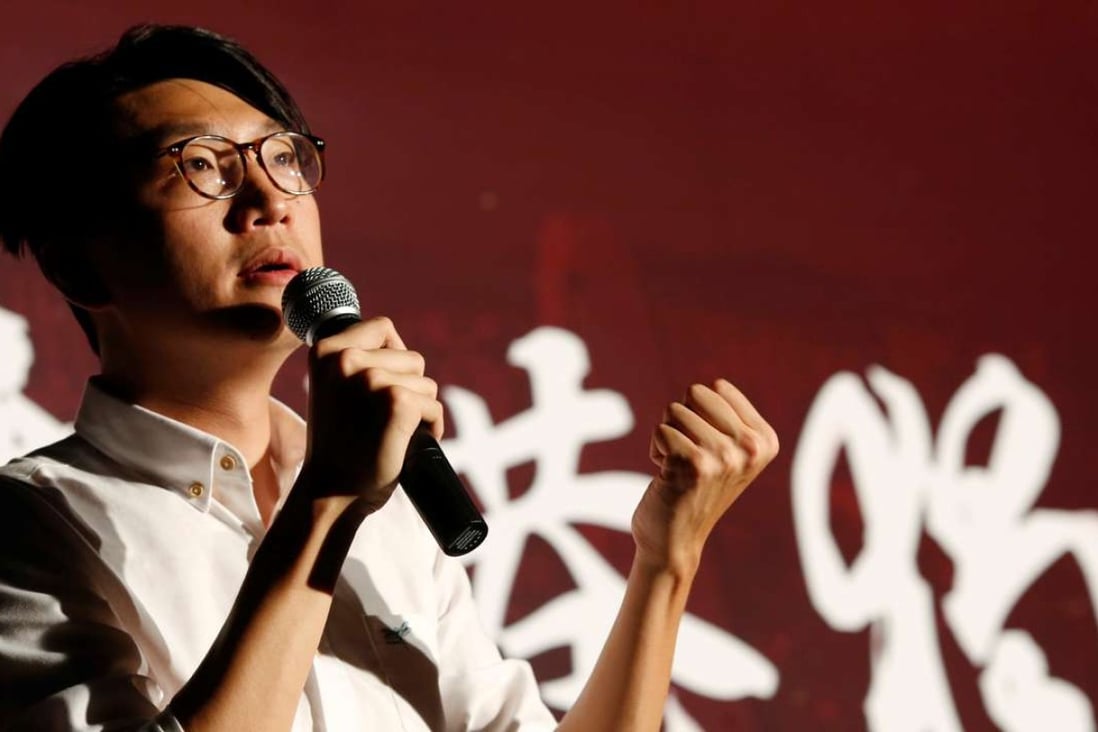 Hong Kong Indigenous member Edward Leung, seen here attending a rally in support of independence, has been barred from the Legco election. Photo: Reuters