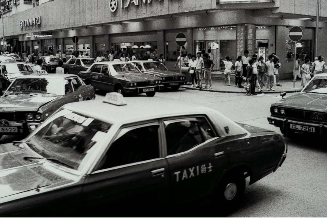 Urban taxis on Cleveland Street, in Causeway Bay, in the 1980s.