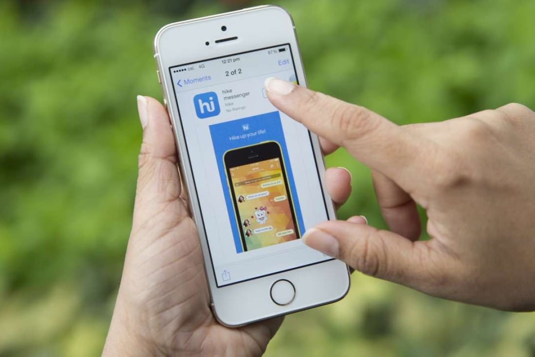 The download page for the Hike Messenger chat application – a competitor to WhatsApp. Photo: Bloomberg