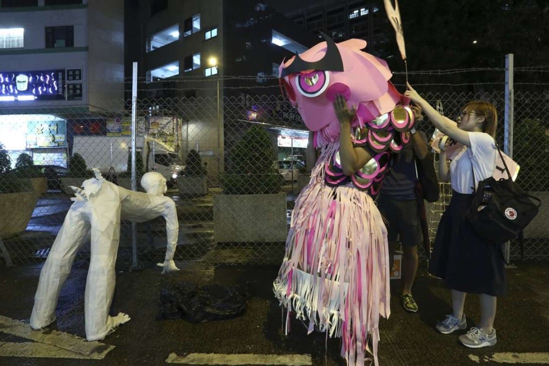 A giant pink fish at the C & G Artpartment Ghost Festival event in Prince Edward. Photos: Jonathan Wong