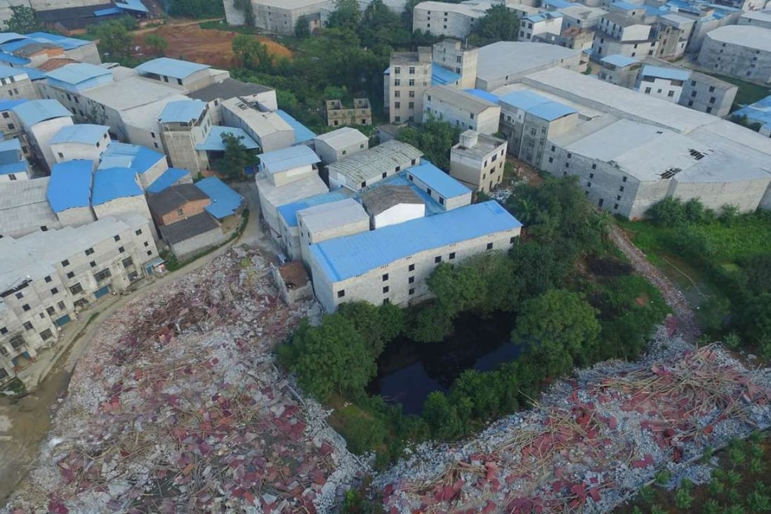 The illegal buildings, some already demolished, in Liuzhou city, Guangxi. Photo: Imaginechina