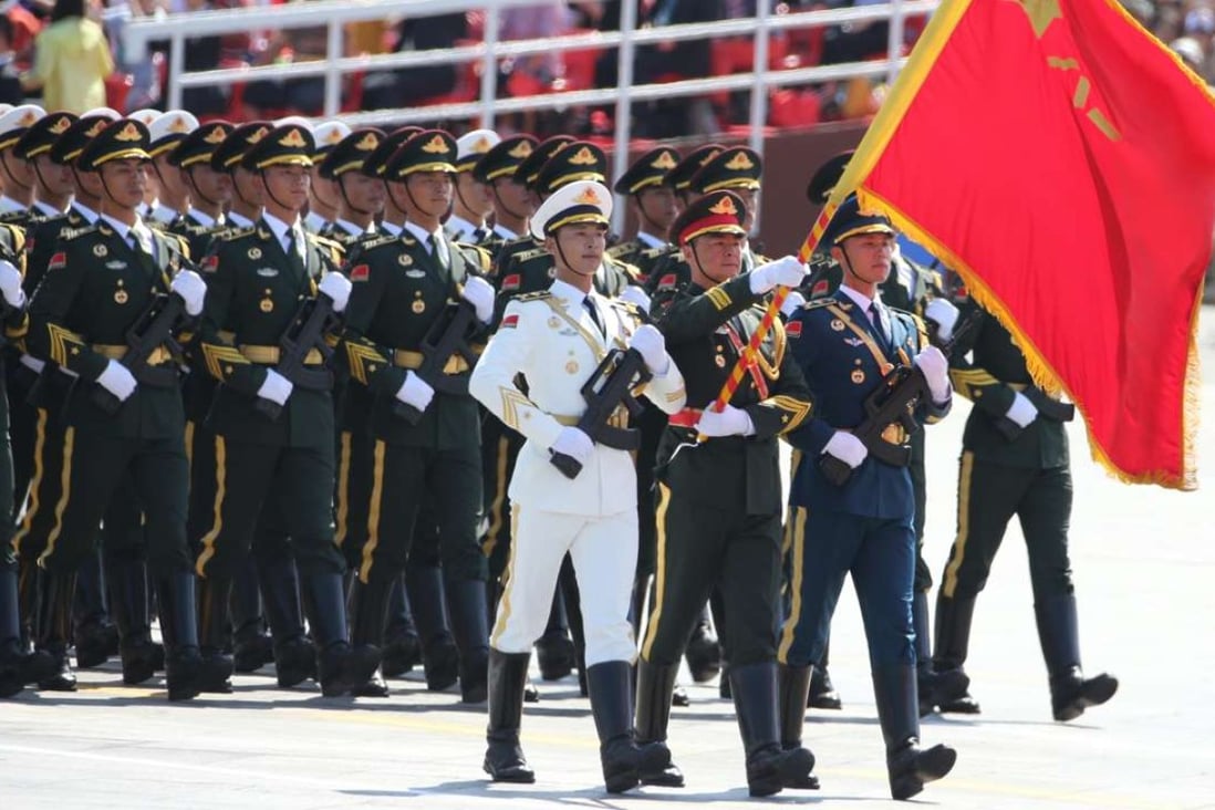 The army comprises 1.55 million soldiers, of which 850,000 are mobile troops, most of whom are under the army corps, while the rest are regional garrison troops. Pictured, the parade marking the 70th anniversary of the end of the second world war in Beijing. Photo: Xinhua
