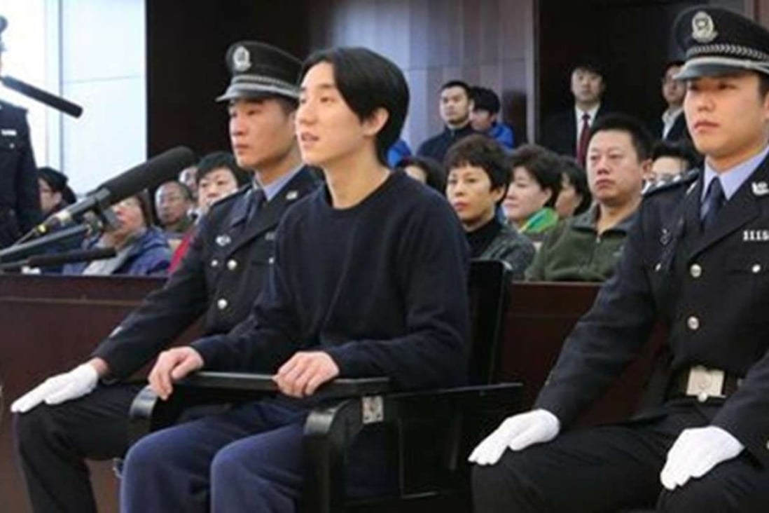 Jaycee Chan on trial in the Dongcheng District People's Court in Beijing in 2015. Photo: SCMP Pictures