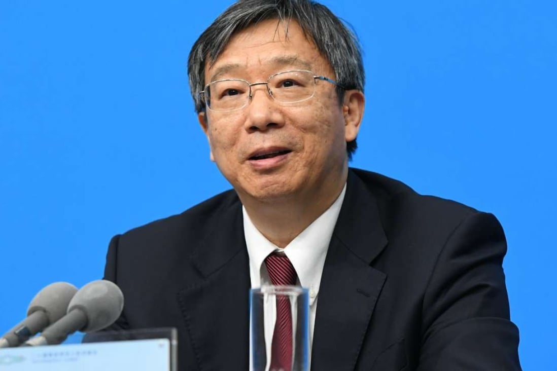 Yi Gang, a deputy governor of the People's Bank of China, talks to journalists in Hangzhou. Photo: Xinhua