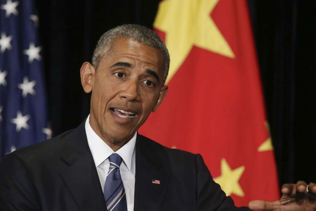 US President Barack Obama spoke for about 40 minutes at a packed press conference in Hangzhou. Photo: EPA