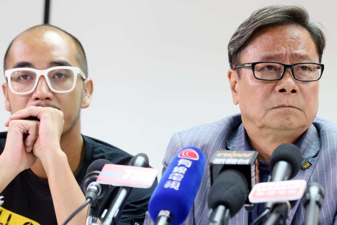 Losing candidates Wong Yeung-tat (left) and Wong Yuk-man ponder the future. Photos: David Wong