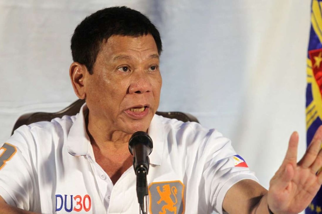 Philippine President Rodrigo Duterte has threatened that confrontation over disputed South China Sea islands would be “bloody”. Photo: Reuters