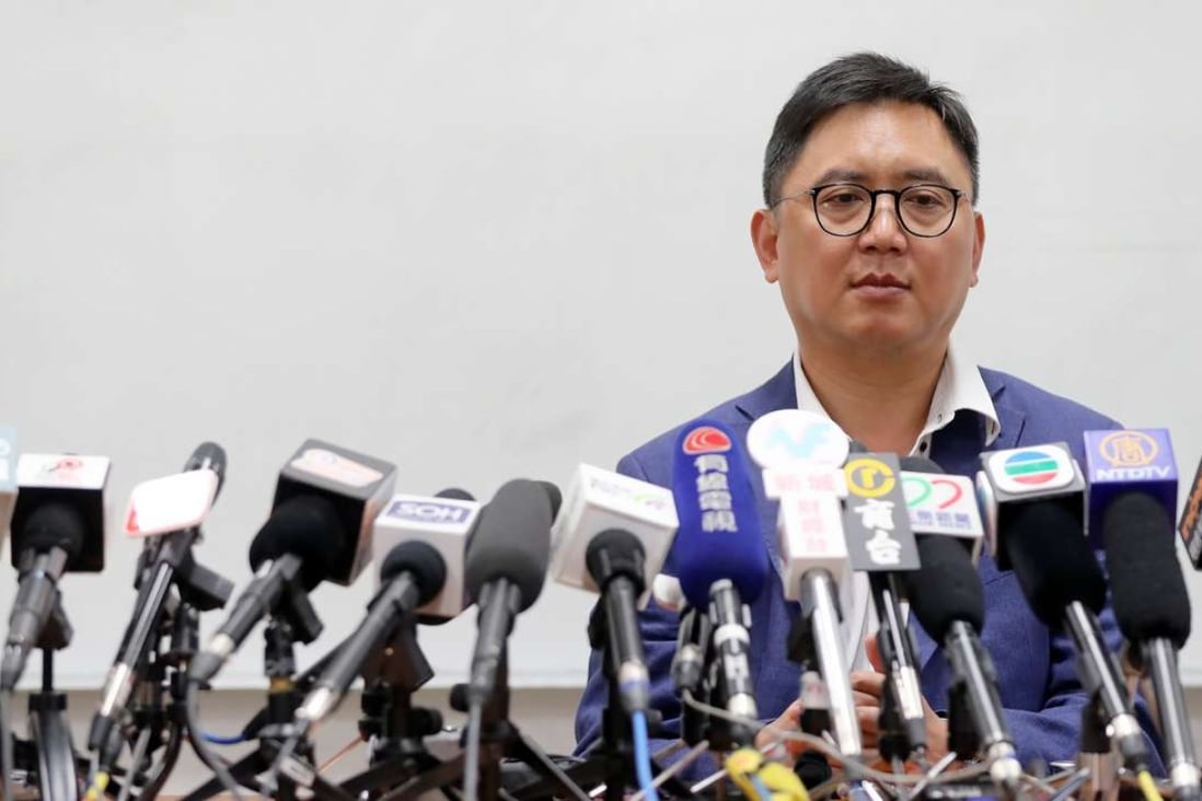 Failed Legco election candidate Ken Chow explains why he stopped campaigning. Photo: Edward Wong
