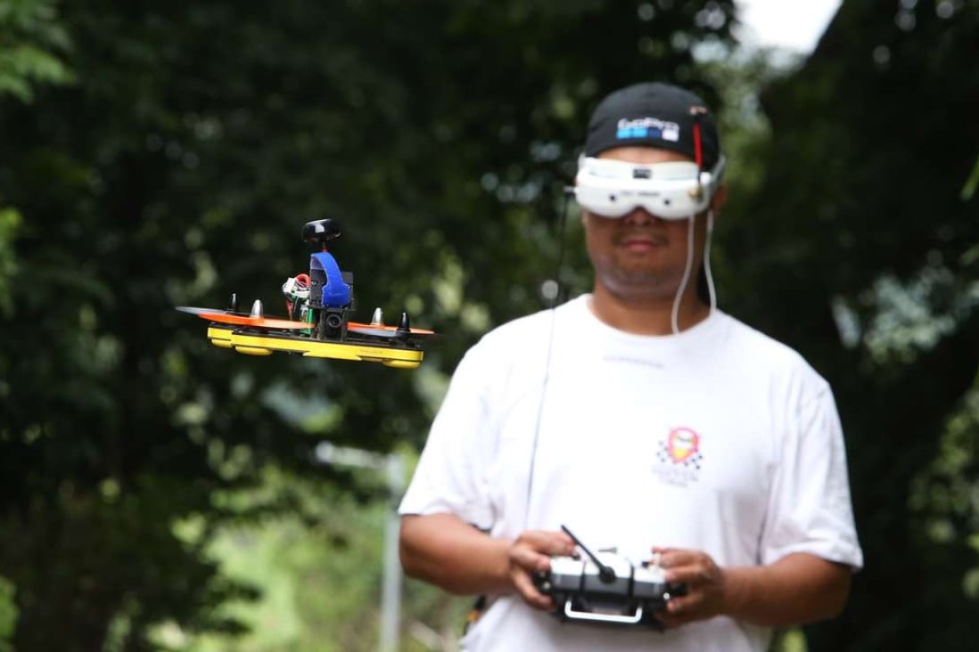 A pilot flies his drone in a race at Sheung Shui. Photo: Dickson Lee