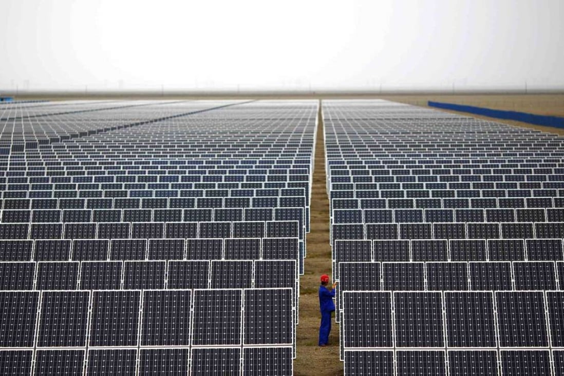 China will needs 2 to 4 trillion yuan of investment next year in technologies like solar power, of which the vast majority must come from green financing. Photo: Reuters
