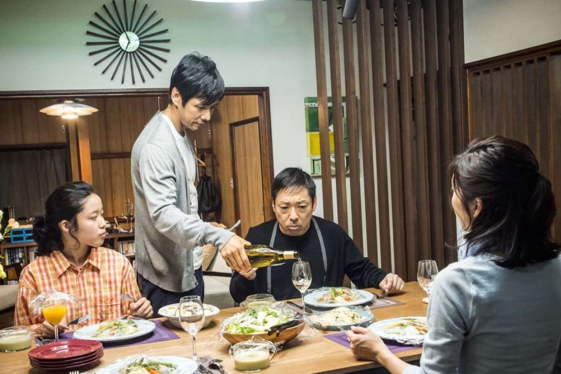 Teruyuki Kagawa (second from right) plays a very weird neighbour to Hidetoshi Nishijima (second from left) and Yuko Takeuchi in Creepy (category IIB; Japanese), directed by Kiyoshi Kurosawa.