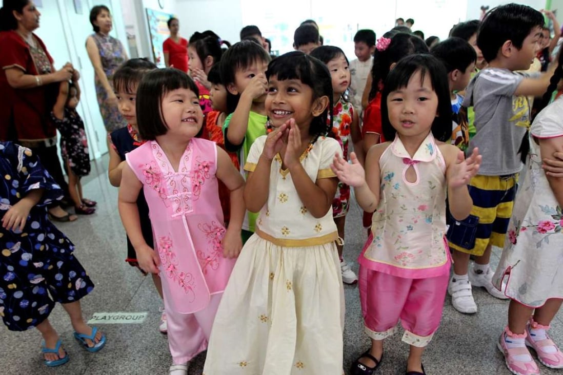 Pre-school pupils from St Francis Xavier Kindergarten in Singapore. The city state is seen by many as an exemplar of racial harmony. Photo: Singapore Press Holdings