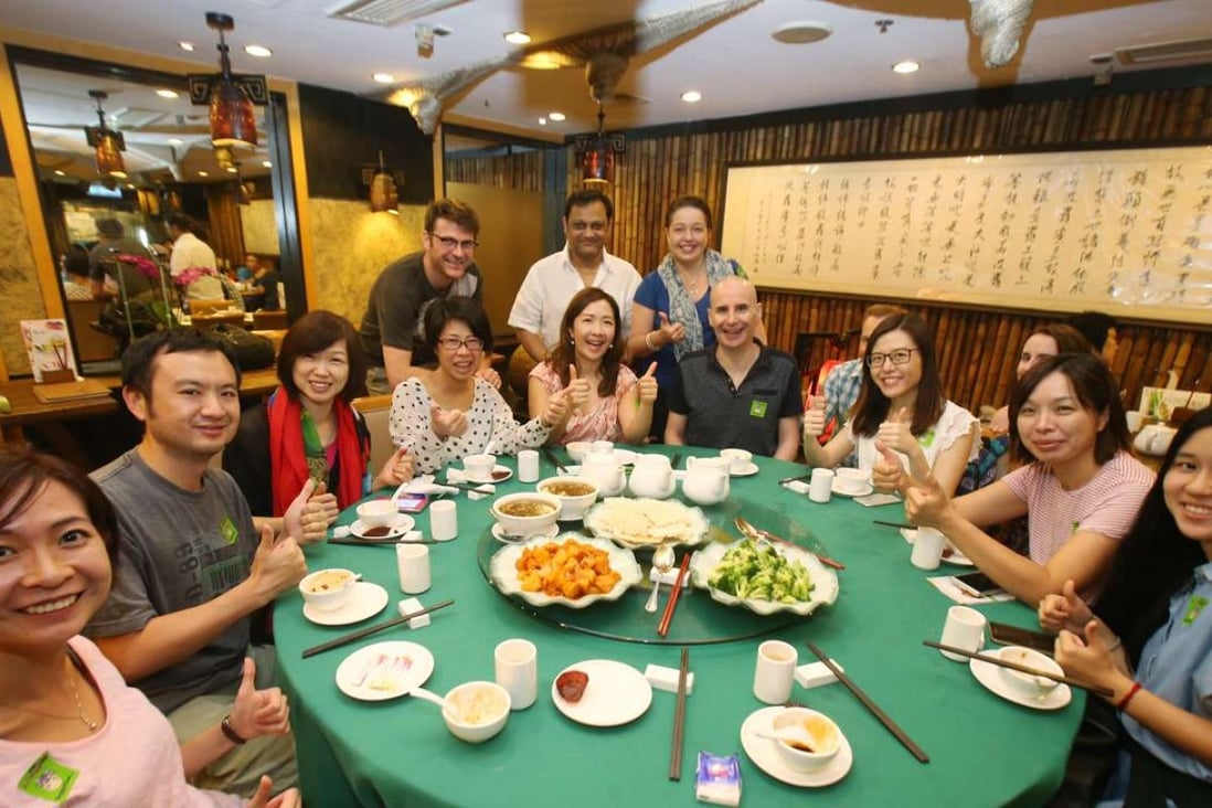 Members of Meat Free Hong Kong enjoy a vegetarian meal in Central. Photos: David Wong