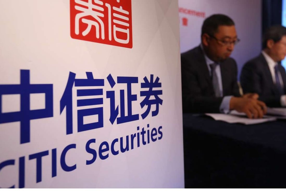 Citic Securities was one of six Chinese institutions in the top 20 institutionslist of those involved in M&As ranked by deal value. Photo: Edmond So