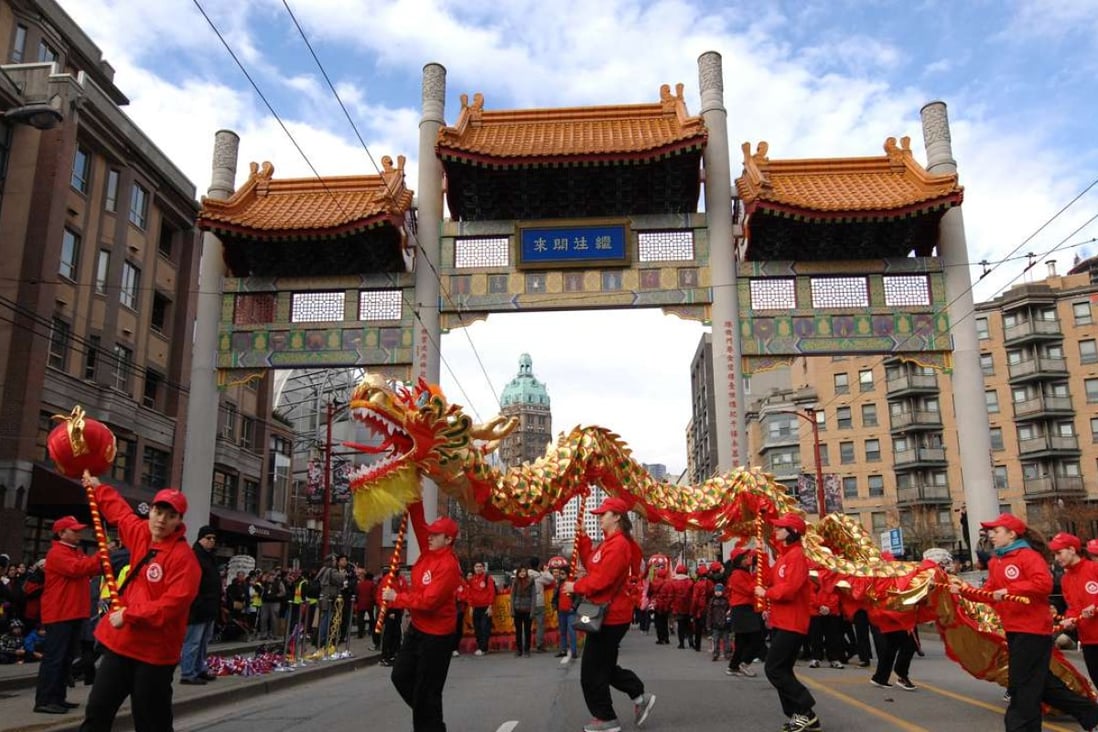 Dragon dancers take part in a Lunar New Year celebration in Chinatown in Vancouver. Photo: Xinhua