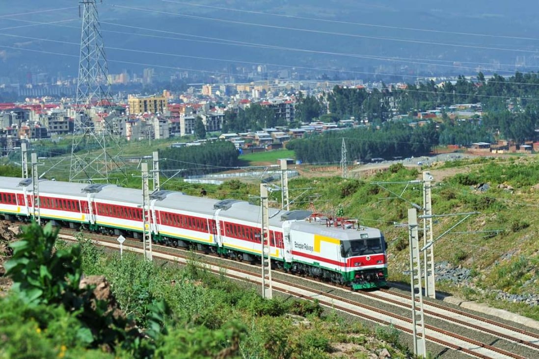 A test is carried out on the Chinese-built Ethiopia-Djibouti railway near Addis Ababa this week. Photo: Xinhua