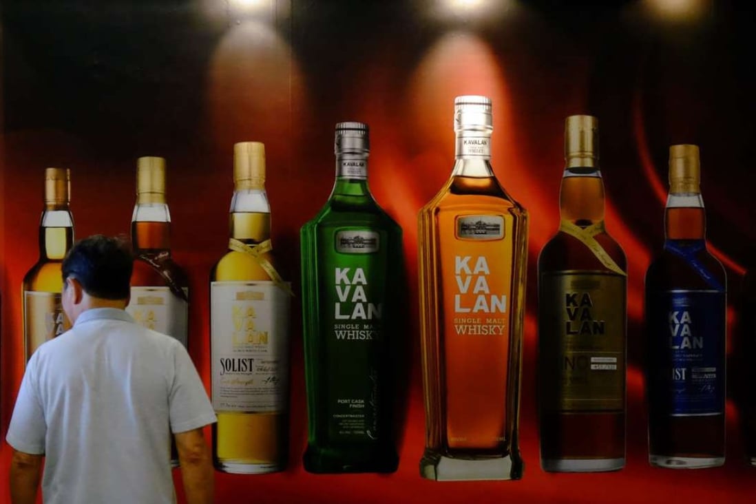 A whisky advertisement at Kavalan’s production facility in Yilan. Photos: AFP