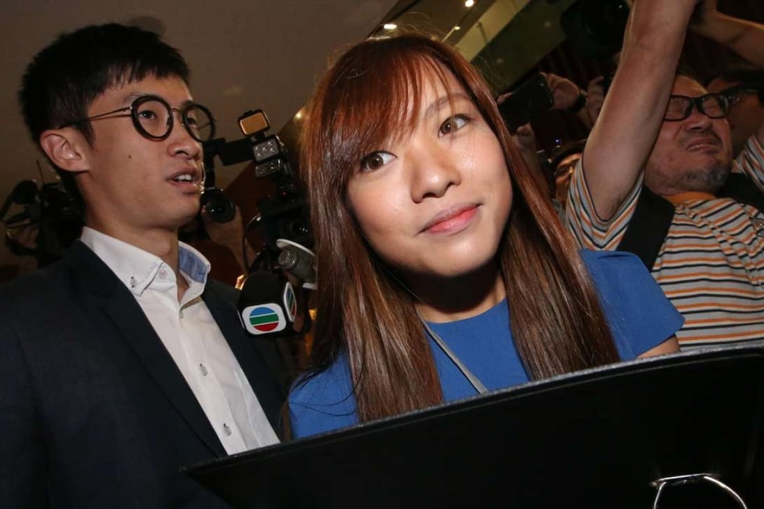 Baggio Leung and Yau Wai-ching of Youngspiration will not be allowed to retake their oaths pending a court hearing. Photo: David Wong