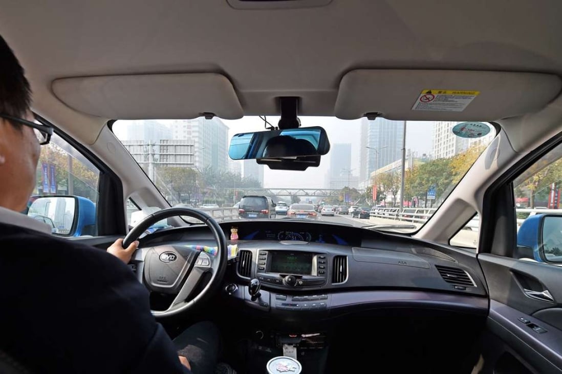 China’s sales of electric vehicles in the first nine months jumped 44 per cent to 44,000 units. An electric taxi navigates in Taiyuan, Shanxi province, on October 19, 2016. Photo: Xinhua