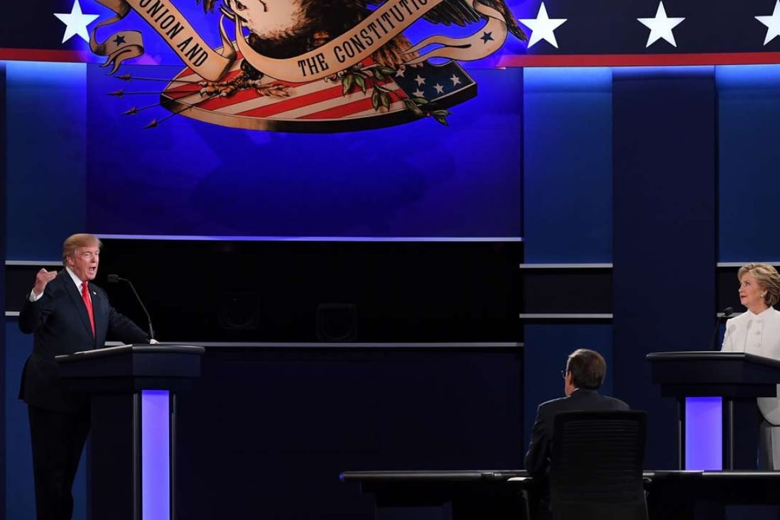 Donald Trump (left) and Hillary Clinton in the third and final presidential debate at the University of Nevada Las Vegas on October 19. Photo: TNS
