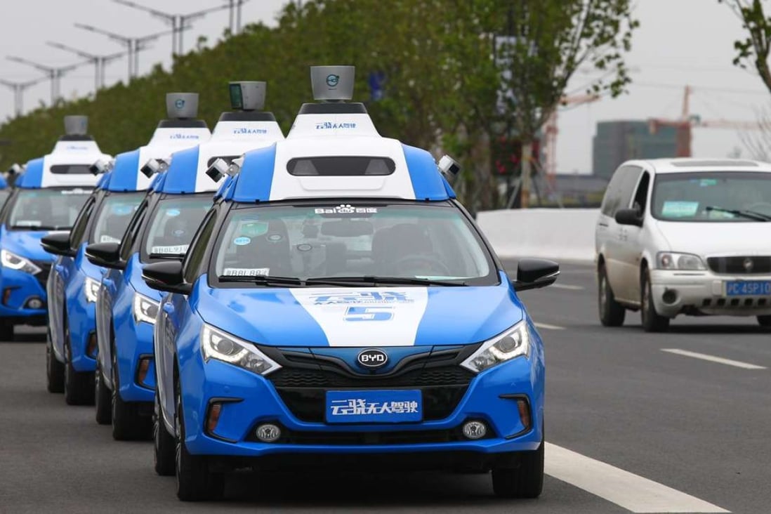 The fleet of Baidu driverless cars being test-run in Wuzhen on Tuesday, prior to the third World Internet Conference which opened in the city on Wednesday. Photo: Simon Song