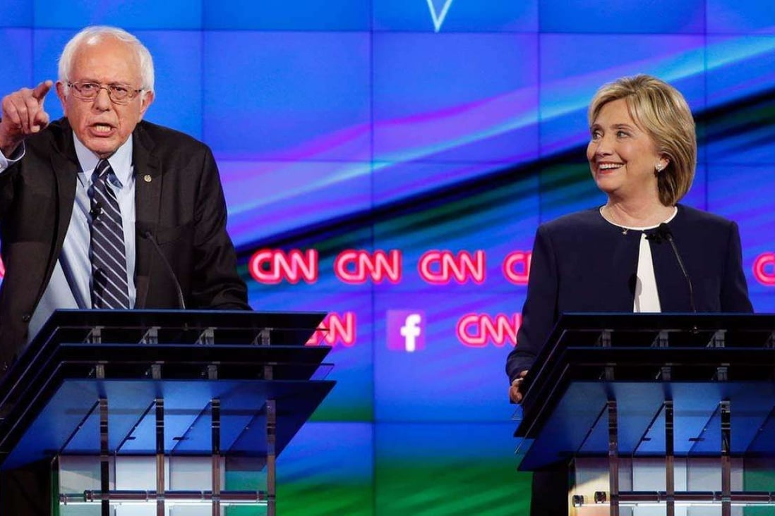 Bernie Sanders and Hillary Clinton during the Democratic Party 2016 debates.