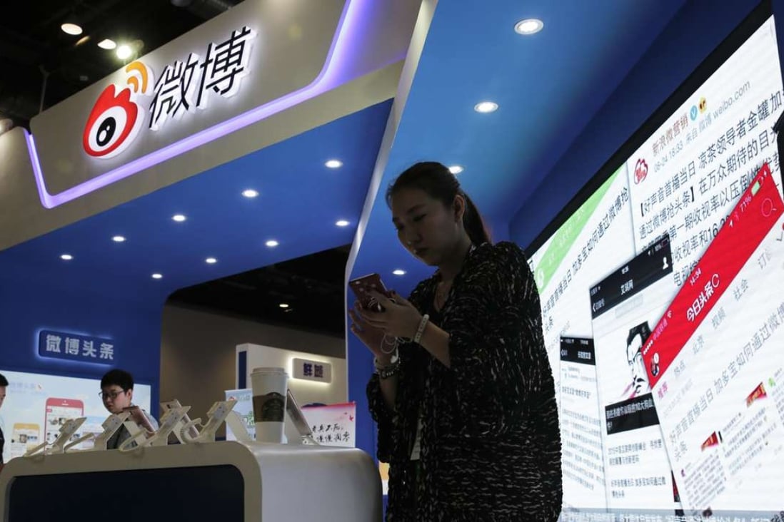 Weibo reported a 147 per cent jump in net profit for the third quarter to US$54.59 million, up from US$22.14 million in the same period last year. Photo: AP