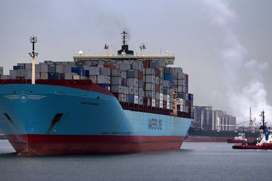 Maersk, the world’s biggest shipping line with perhaps 15 per cent of global capacity, lost US$116 million in the third quarter of this year, and predicts an overall loss for the year. Photo: Reuters