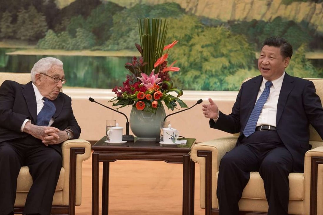 Former US secretary of state Henry Kissinger meets China's President Xi Jinping at the Great Hall of the People in Beijing on Friday. Photo: AFP