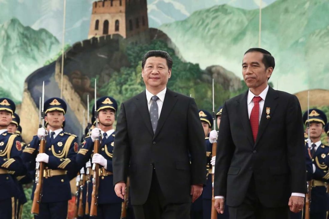 Chinese investment has surged in Indonesia following five meetings between China’s President Xi Jinping (left) and President Joko Widodo in the past two years. Photo: AFP