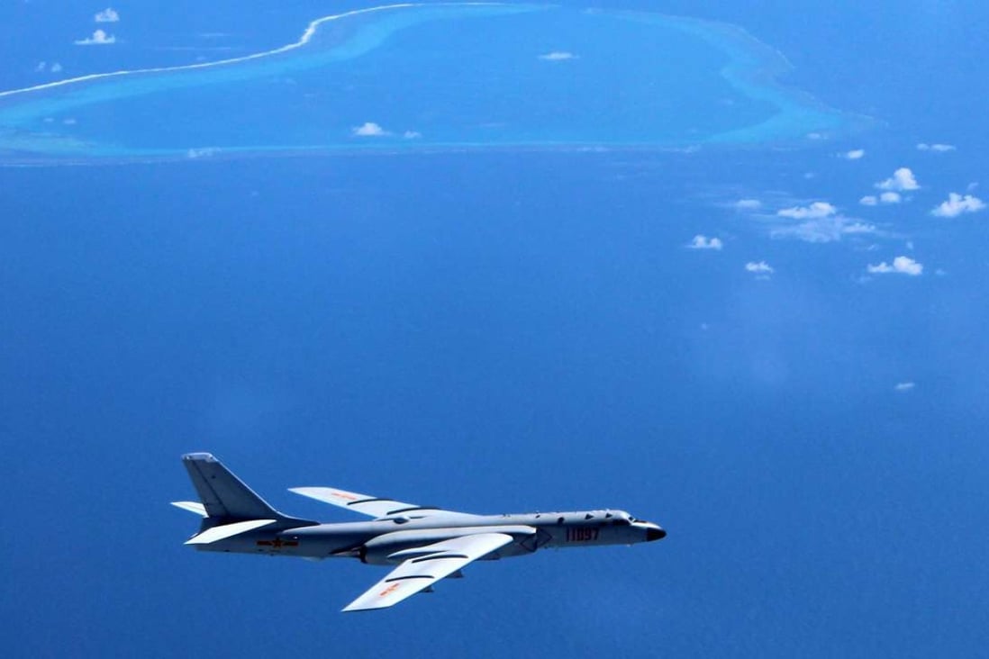 A Chinese H-6K bomber patrols the islands and reefs in the South China Sea. A US think tank says recent images appear to show that China has installed anti-aircraft and anti-missile weapons on its man-made islands in the South China Sea. Photo: Xinhua