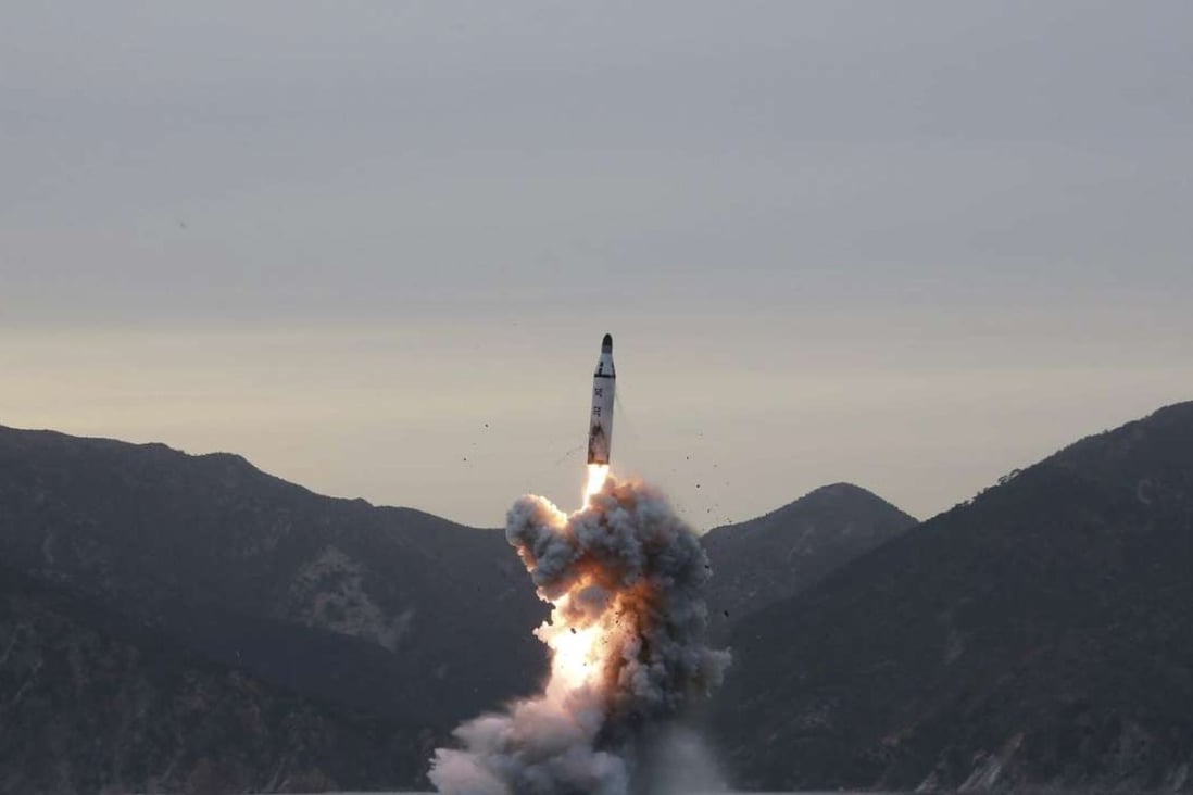 An underwater test-fire of a strategic submarine missile, according to North Korea. Photo: EPA