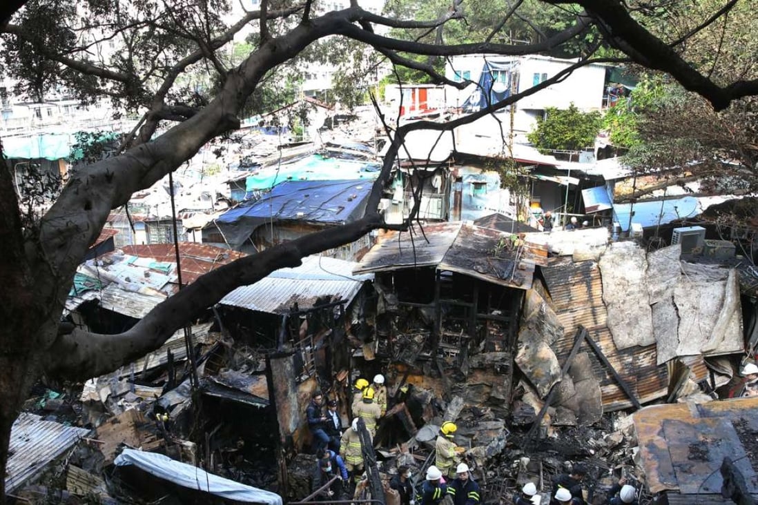 The fire was said to have started in a vacant hut in the village early Thursday. Photo: Sam Tsang