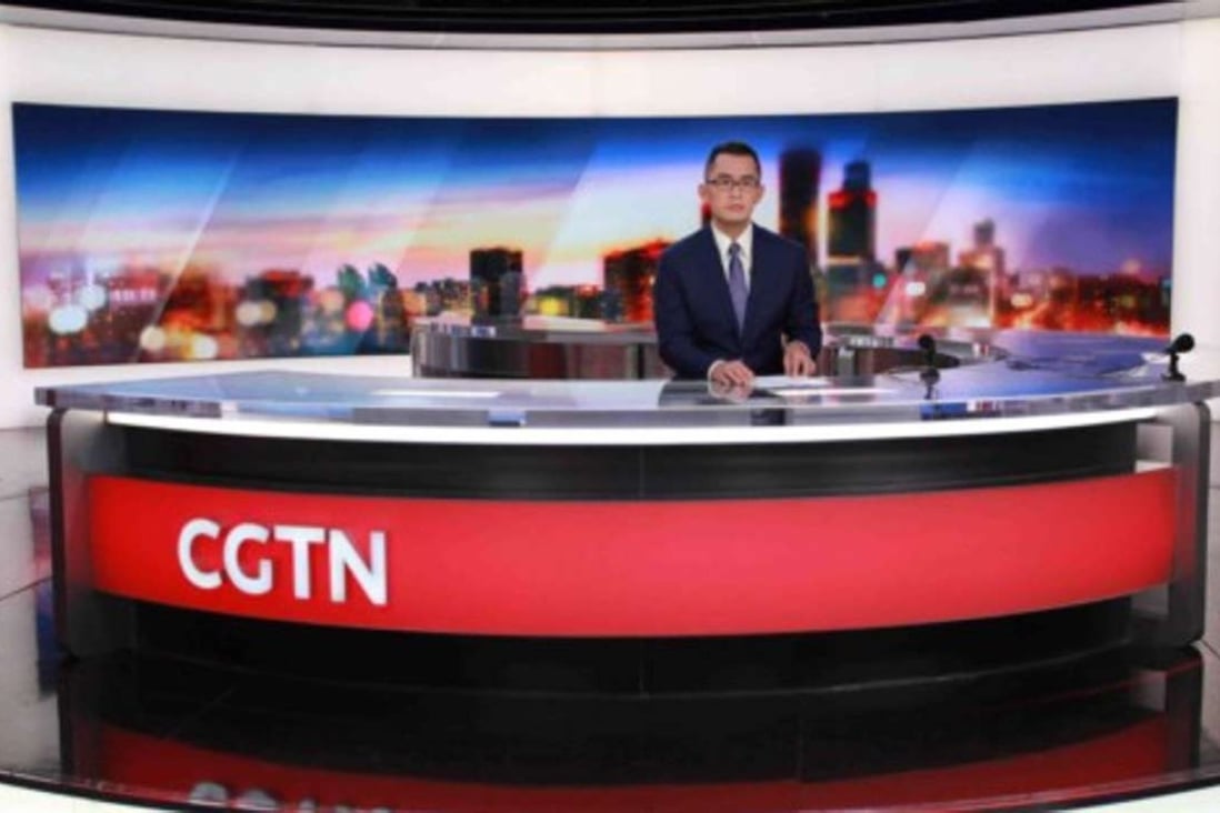 CCTV's new logo and studio for its international networks under the name China Global Television Network. Photo: CCTV