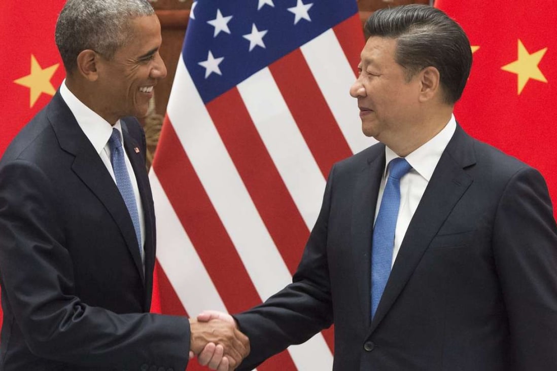 US President Barack Obama and President Xi Jinping shake hands before a meeting in Hangzhou, Zhejiang province, in September, on the eve of the G20 summit. Photo: AFP
