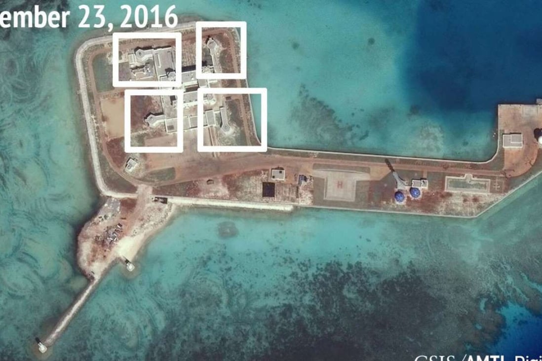 A satellite of one of China’s artificial islands in the South China Sea. Photo: Handout