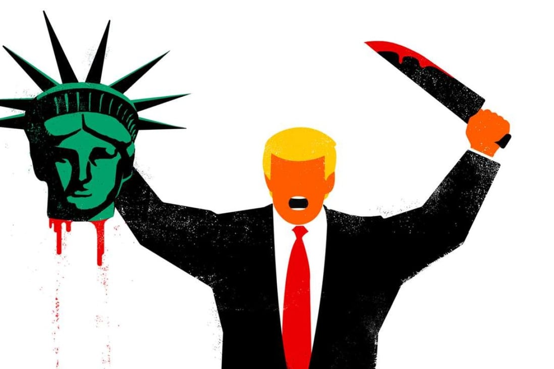 US President Donald Trump is depicted beheading the Statue of Liberty in this illustration on the cover of the latest issue of German news magazine Der Spiegel. Photo: Handout