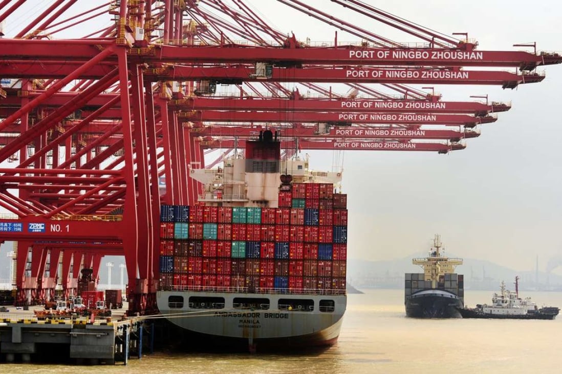 A ship loaded with containers the Port of Ningbo in Zhejiang province. Photo: Reuters
