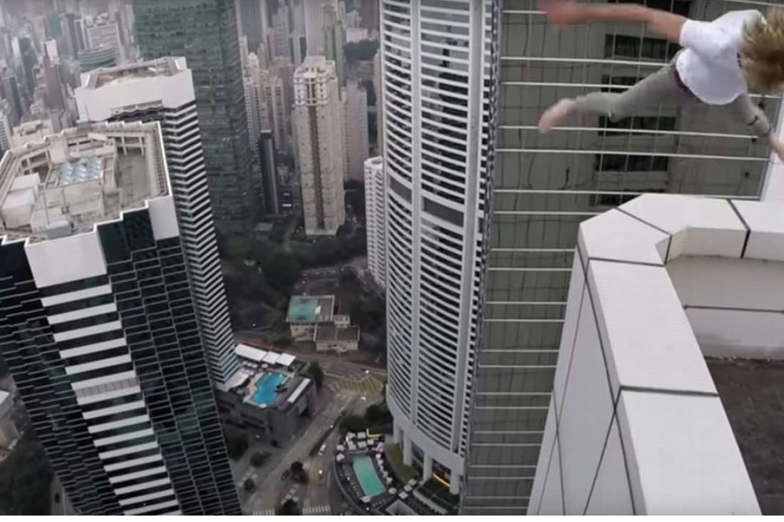 A rooftop leap as recorded in Sherstyachenko's recently uploaded video. Photo: YouTube