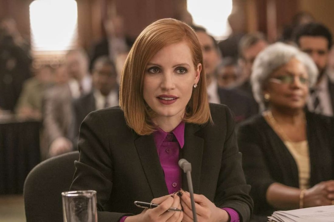 Jessica Chastain in Miss Sloane. Photos: Kerry Hayes