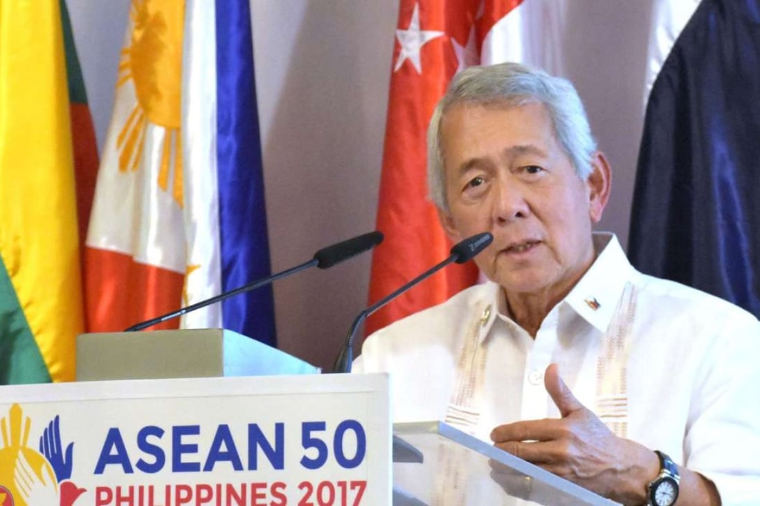 Foreign Secretary Perfecto Yasay pictured on Tuesday at a news conference during an Asean meeting in the Philippines. Photo: Kyodo