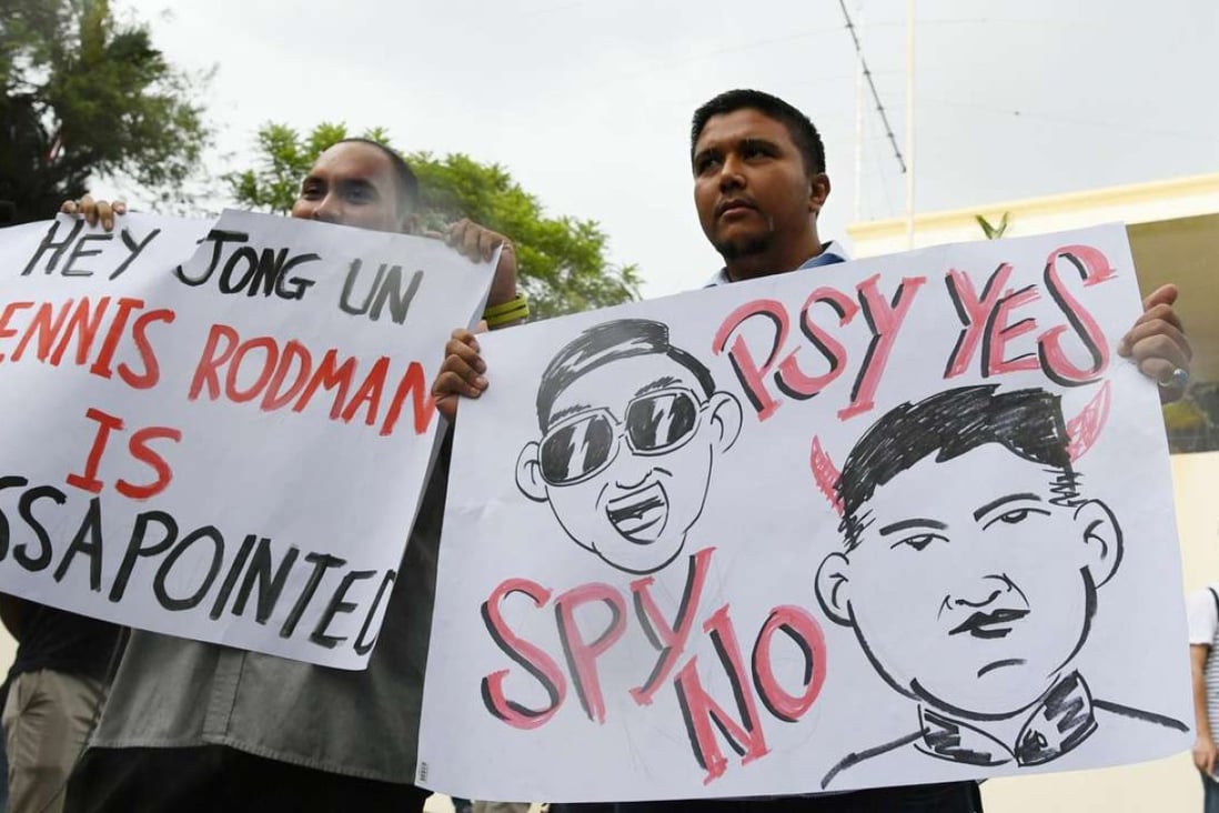Members of Malaysia’s ruling National Front coalition protest against North Korea outside the North Korean embassy in Kuala Lumpur. Photo: Kyodo