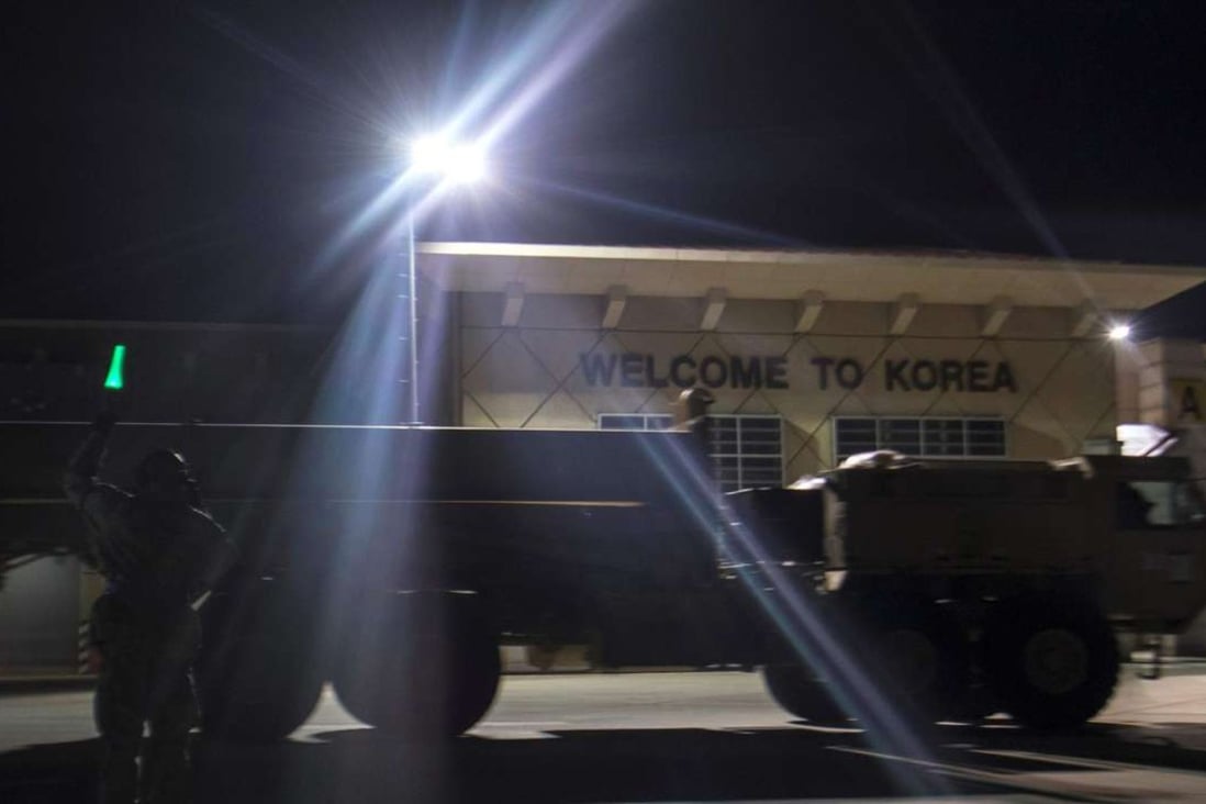 The first elements of the US-built Terminal High-Altitude Area Defence (THAAD) arrives at Osan US Air Base in Pyeongtaek, south of Seoul. Photo: AFP