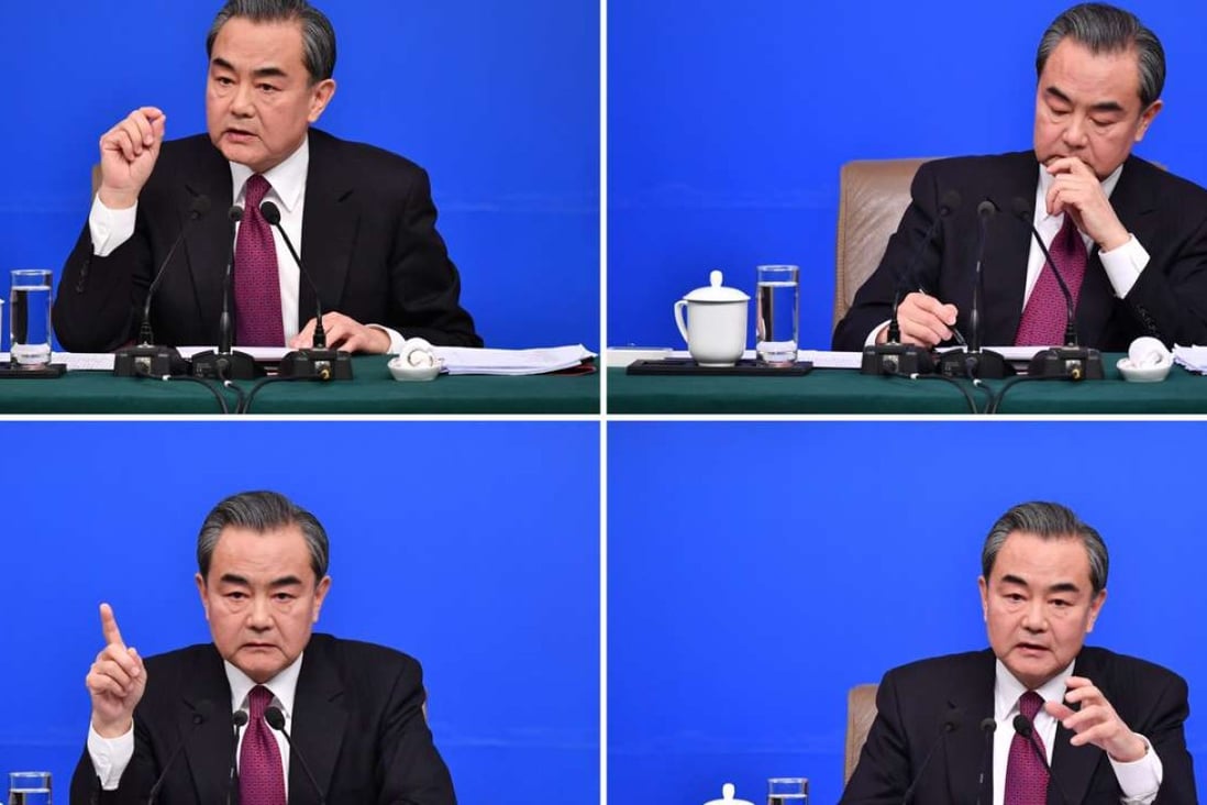 The many faces of China’s Foreign Minister Wang Yi as he took a range of questions and addressed many issues on China's foreign policy at his annual press conference in Beijing on Wednesday. Photo: Xinhua