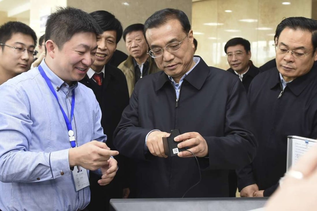 Premier Li Keqiang (centre) inspects the Taiyuan branch of Tsinghua Science Park in Taiyuan, Shanxi province, in January last year. Photo: Xinhua